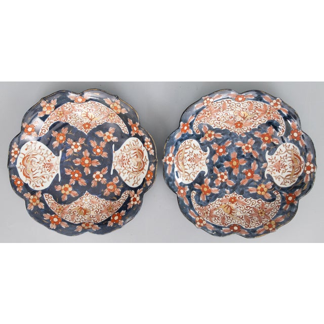 19th Century Japanese Meiji Period Imari Blue Scalloped Chargers Plates - A Pair For Sale - Image 11 of 11