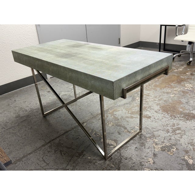 Animal Skin Hettler Tullmann for Cb2 Avalon Faux Shagreen Desk For Sale - Image 7 of 12