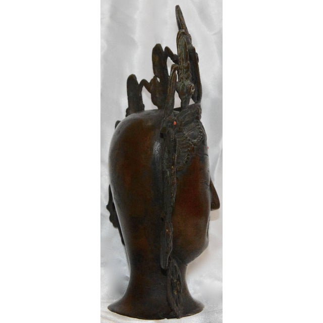 Vintage Thai Bronze Buddha Head From India For Sale - Image 4 of 8