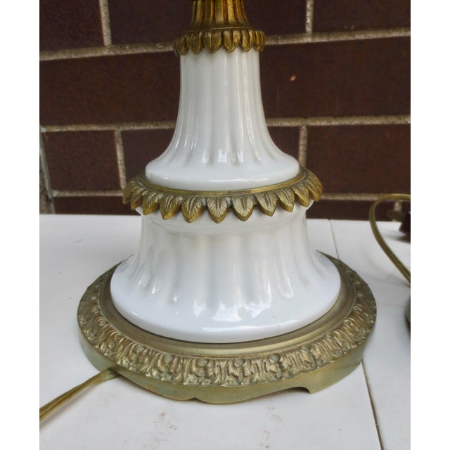 French Early 20th Century Sevres Porcelain and Gilt Bronze Mounted Louis XV Lamps- A Pair of 2 For Sale - Image 3 of 13