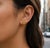 Metal Geometric Heart Citrine Stud Earrings, Silver, Gold, Pair For Sale - Image 7 of 9