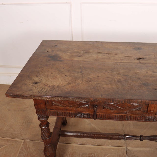 Portuguese Desk in Carved Chestnut For Sale - Image 11 of 18