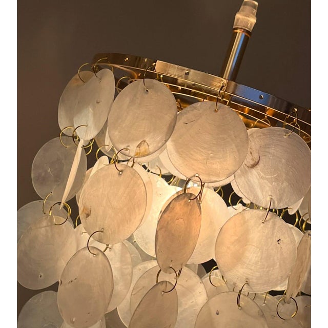 Modern Capiz Lamp in Gold Color, 2019 For Sale - Image 3 of 5