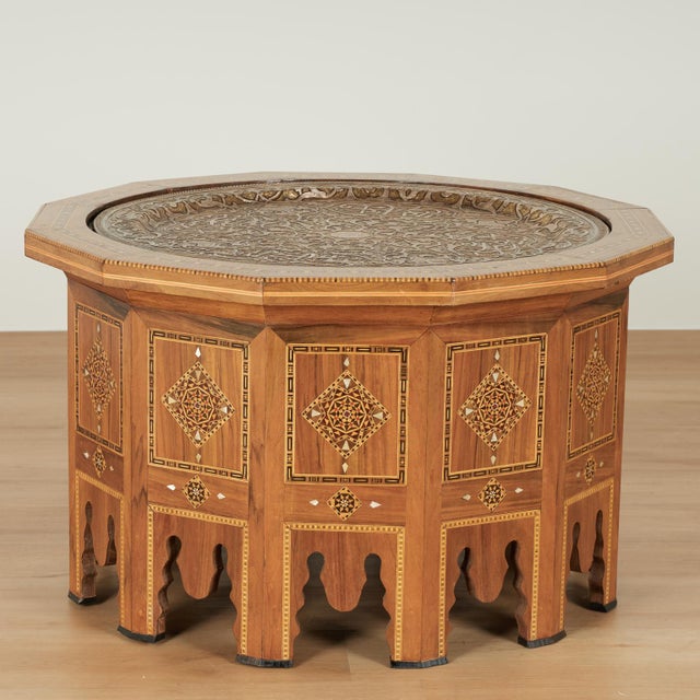 Moroccan Antique Moroccan Inlaid Table With Tray Top For Sale - Image 3 of 13