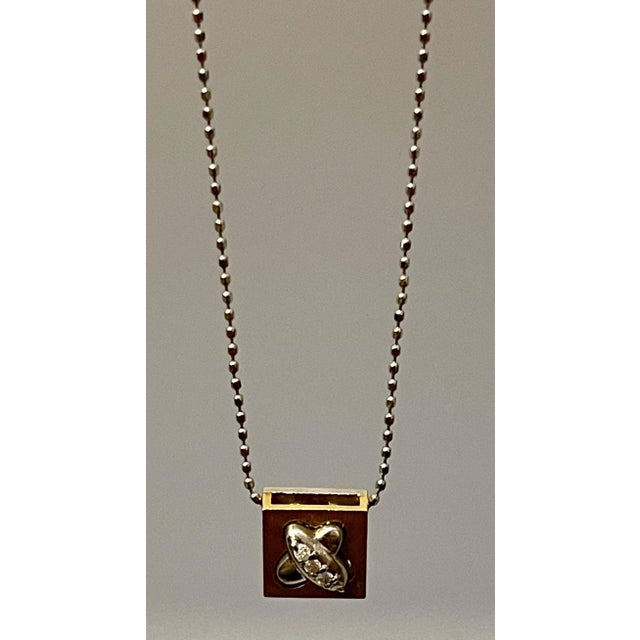 Contemporary 18 Karat Gold Pendant with White Diamond in White Platinum Chain For Sale - Image 3 of 18