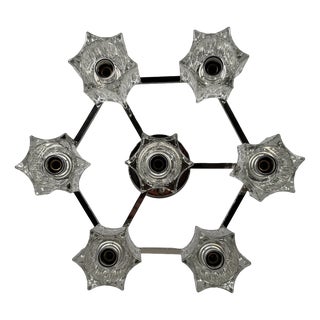 German Space Age Ice Glass Ceiling or Wall Lamp, 1960s-1970s For Sale