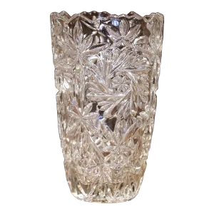 Vintage French Glass Vase With Etched Floral Motifs