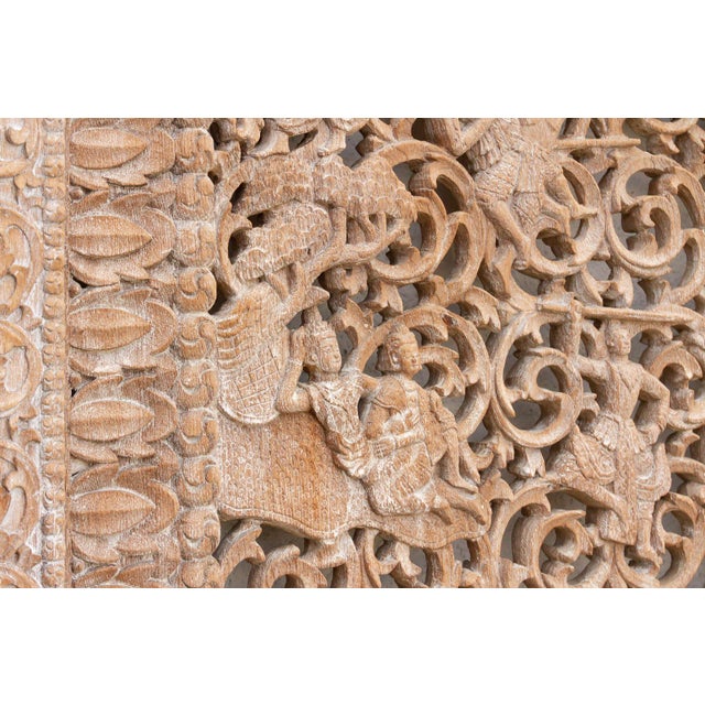 19th Century Mandalay Screen Antique Double Sided Pierced Carving Panel For Sale - Image 5 of 14