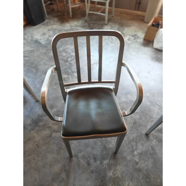 Set of Six Emeco Brushed-Aluminum Chairs. Two Armchairs & Four Side Chairs For Sale In Providence - Image 6 of 15
