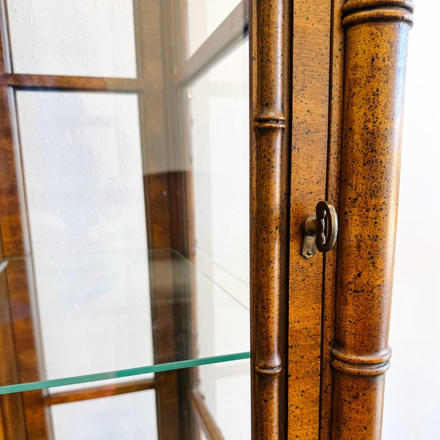 Wood Vintage Weiman Hollywood Regency Faux Bamboo & Brass Glass Display Cabinet For Sale - Image 7 of 17