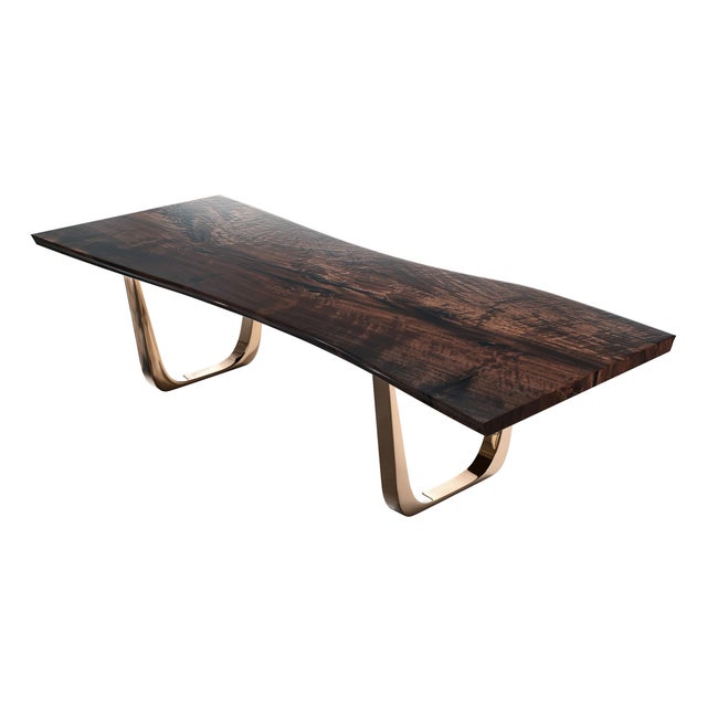 Not Yet Made - Made To Order Safari" Dining Table With Bronze and Live Edge Top, Handmade For Sale - Image 5 of 8