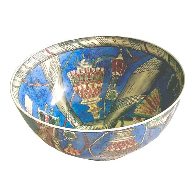 1950s Blue Ceramic Decorative Bowl For Sale