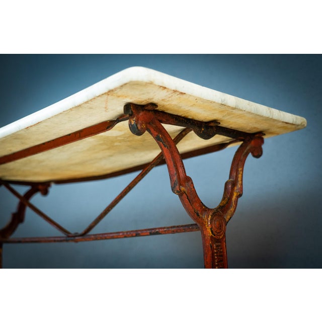French Cast Iron and Marble Garden Table For Sale - Image 6 of 9