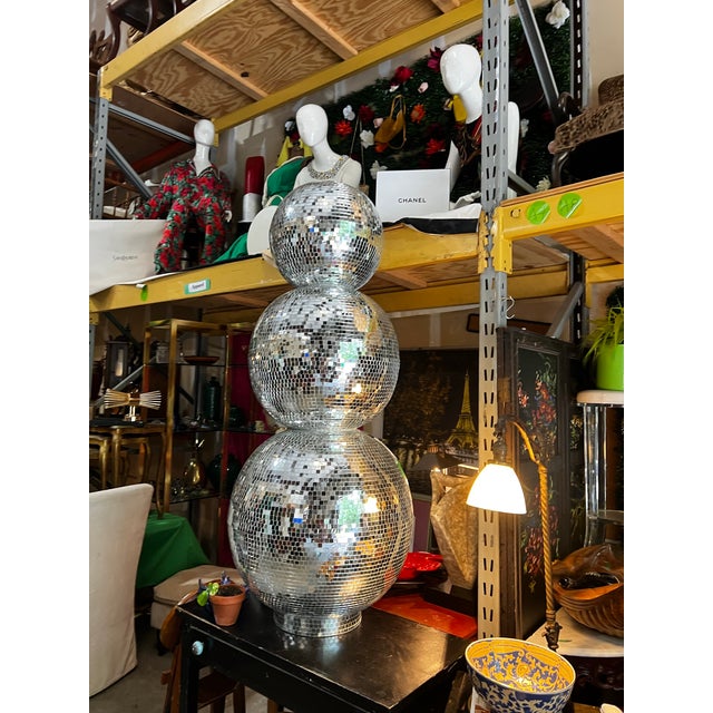 Abstract Vintage Oversized Disco Ball Snowman Sculpture, Slight Condition Issue For Sale - Image 3 of 6