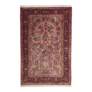 Vintage Persian Kashan Rug With Vase Design - 04'10 X 07'04 For Sale