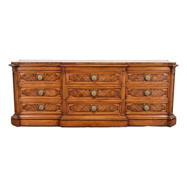 Karges French Regency Louis XVI Burled Walnut Triple Dresser or Credenza For Sale