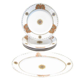 Antique European Heraldry/Armorial Platter & Plates, Set of 5 For Sale