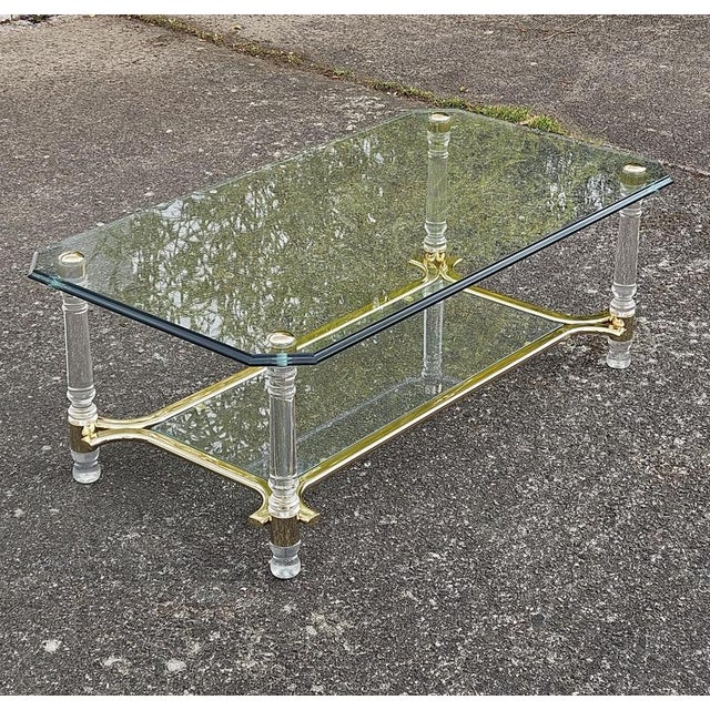 Italian Two-Tier Coffee Table in Glass, 1980s For Sale - Image 9 of 16