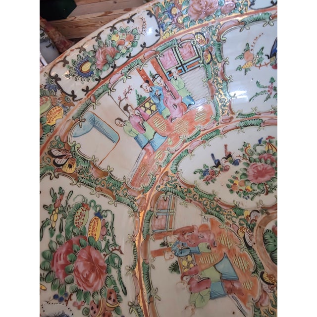 Large Antique Rose Medallion Punch Bowl For Sale - Image 10 of 16