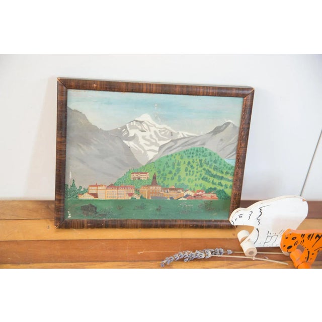 Folk Art Landscape Oil Painting For Sale - Image 4 of 9