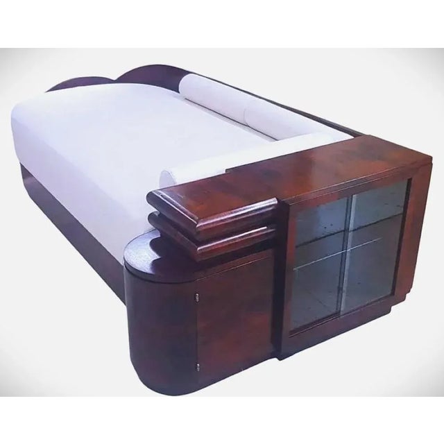 Art deco daybed, which enriches any room with its stylish brown and white coloring and timeless design. this exquisite...