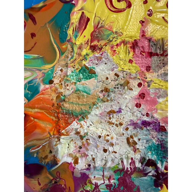 Abstract Serg Graff "Fabric of Joy" Abstract Painting Acrylic on Canvas Framed Art, Coa For Sale - Image 3 of 11