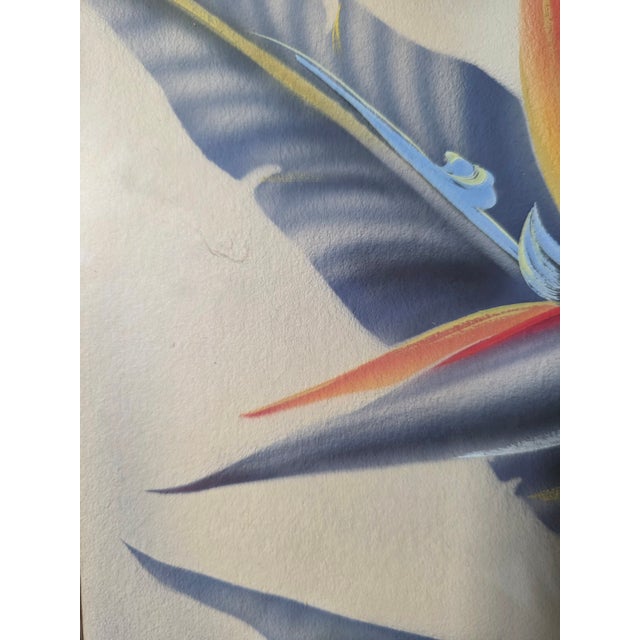Mid-Century Modern Ted Mundorff Vintage Floral Hawaiian Air Brush on Board Bird of Paradise 12 X 10 C1950 For Sale - Image 3 of 18