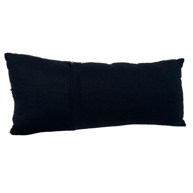 African African Vintage Black & White Mud Cloth Lumbar Pillow Mali 19" W For Sale - Image 3 of 5