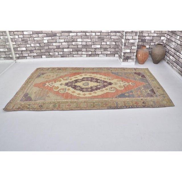 Handmade wool carpet in Turkish Anatolia , Vintage Oushak Rug,Turkish Vintage Anatolian Rug, Handmade wool Rug . One Of...