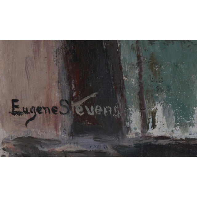 Artist: Eugene Stevens, American (1882 - 1959) Title: Boat Dock Year: circa 1950 Medium: Oil on Masonite, signed l.l....