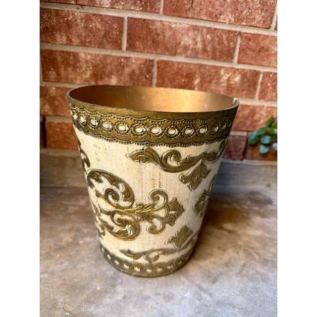 Italian Vintage Italian Florentine Waste Basket For Sale - Image 3 of 6