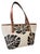 Vintage Brahmin Monaco Palm Leaf Zip Top Tote – White Textured Leather with Black Patent Croc Embossed Monstera Appliqué,...