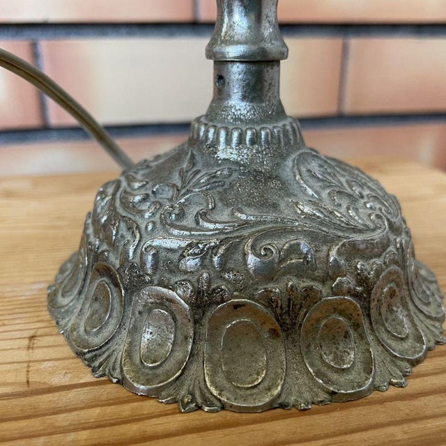 Small Portuguese Baroque Inspired Table Lamp in Ornate Brass and Bubble Glass, 1950s For Sale - Image 4 of 11