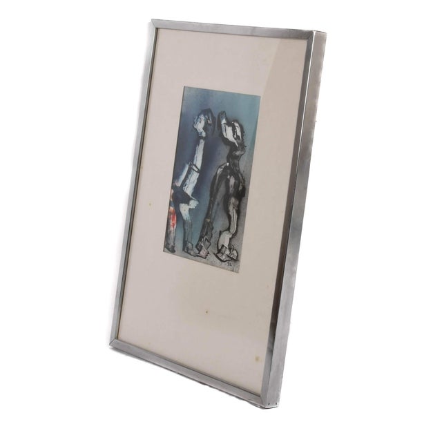 Late 20th Century Framed Signed J. Akston "Untitled, 1972" Mixed Media For Sale - Image 5 of 11
