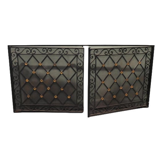 Large Fixed Wrought Iron Fire Guard For Sale