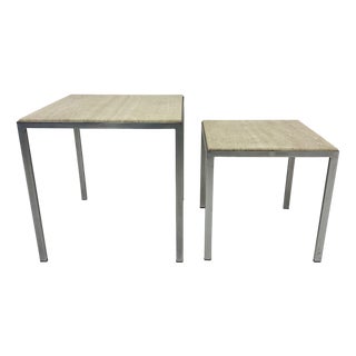 Travertine Side Tables, 1970s, Set of 2 For Sale