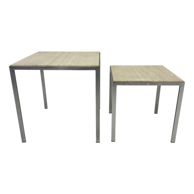 Travertine Side Tables, 1970s, Set of 2 For Sale