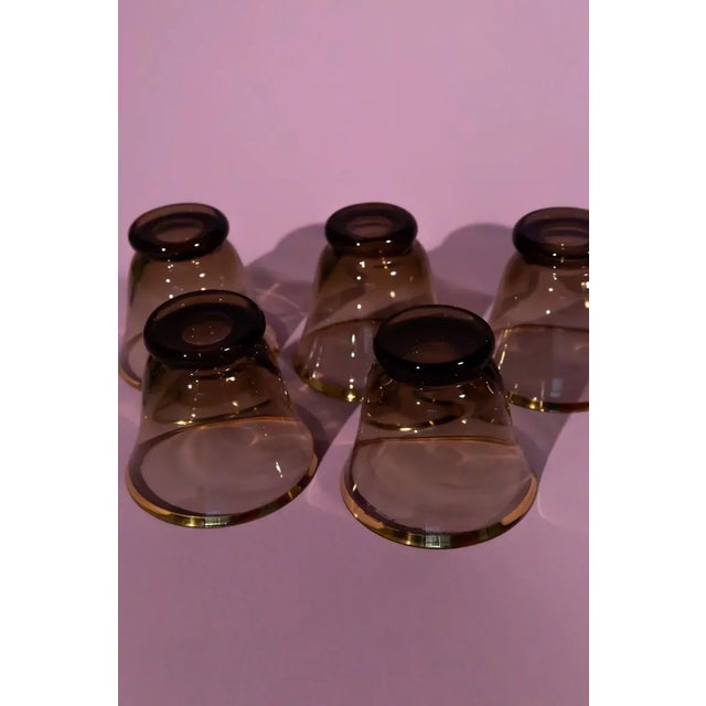Glass Vintage Smokey Grey Art Glass Decanter Set- 6 Pieces For Sale - Image 7 of 10