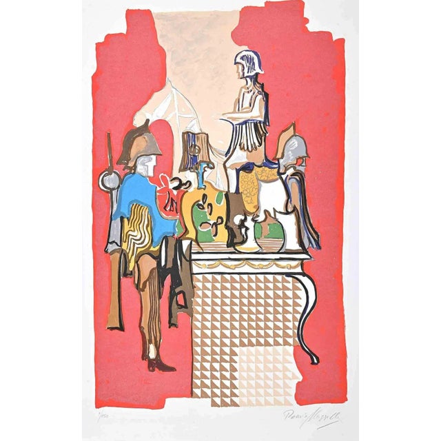 Chevaliers is an original colored lithograph on Fabriano watermarked paper realized by the Italian artist Rosario...