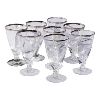 1930s Silver Rimmed Cocktail Glasses 8 Attributed to Dorothy Thorpe - Set of 8 For Sale