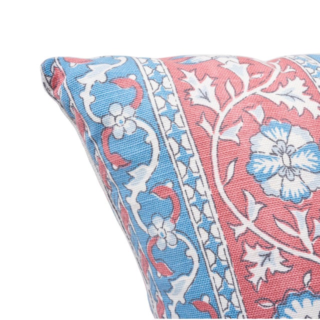 This 35" x 18" handpainted cotton linen union cloth pillow features Ojai Paisley in Red, an open and organic design that...