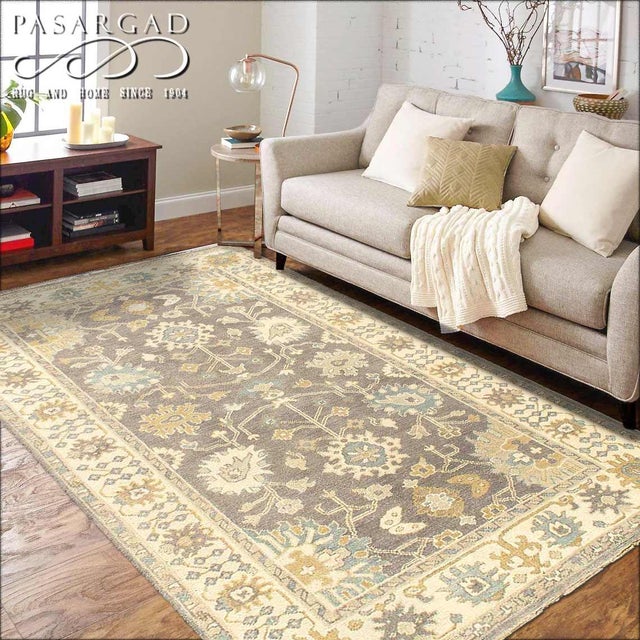 2020s Gray Color Fine Hand Knotted Oushak Rug For Sale - Image 5 of 5