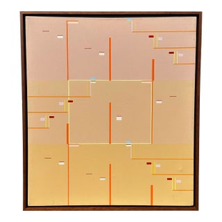 Mid 20th Century Vintage Geometric Abstract Painting For Sale