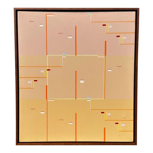 Mid 20th Century Vintage Geometric Abstract Painting For Sale