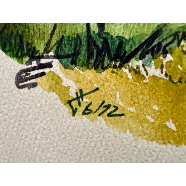 Henry Emil Salloch Original Watercolor on Paper Panoramic Valley Landscape, 1972. For Sale In Atlanta - Image 6 of 8