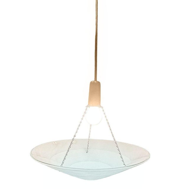 1980s Art Deco Memphis Streamline Sky Blue Art Glass Chandelier Pendant Light For Sale In Los Angeles - Image 6 of 9