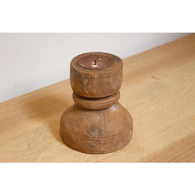 19th Century Petite Country Wood Candle Holder-Chilika For Sale - Image 5 of 6