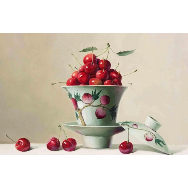 Zhang Wei Guang, Cherries on Table, Oil Painting, 2007 For Sale - Image 4 of 4