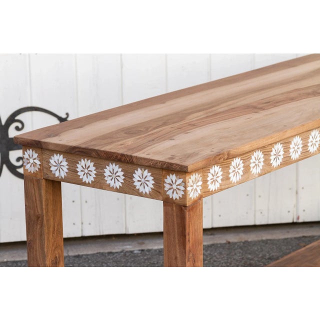 Reclaimed Teak Blossom Inlaid Console For Sale - Image 10 of 13