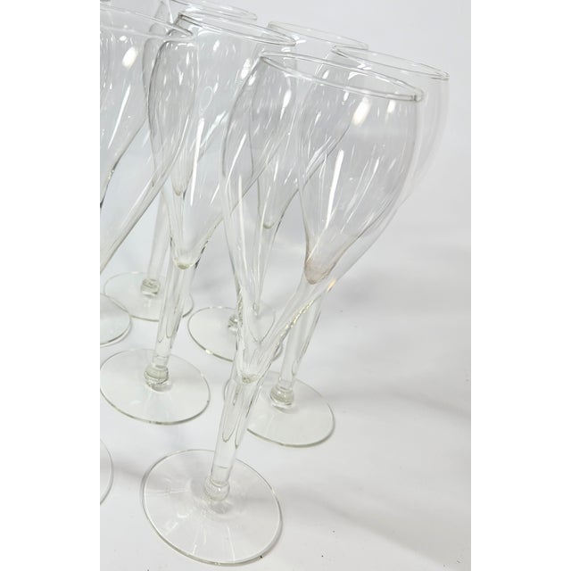Late 20th Century Art Nouveau Hollow Stem Balloon Style Champagne Flutes - Set of Eight For Sale - Image 4 of 16